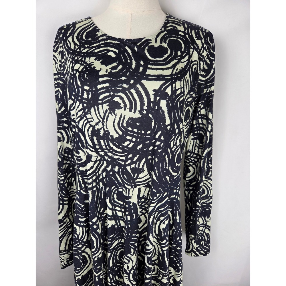 Peruvian Connection Graffito Carlyle Dress L Ivory Charcoal Pima Cotton Boho EUC - Picture 6 of 12